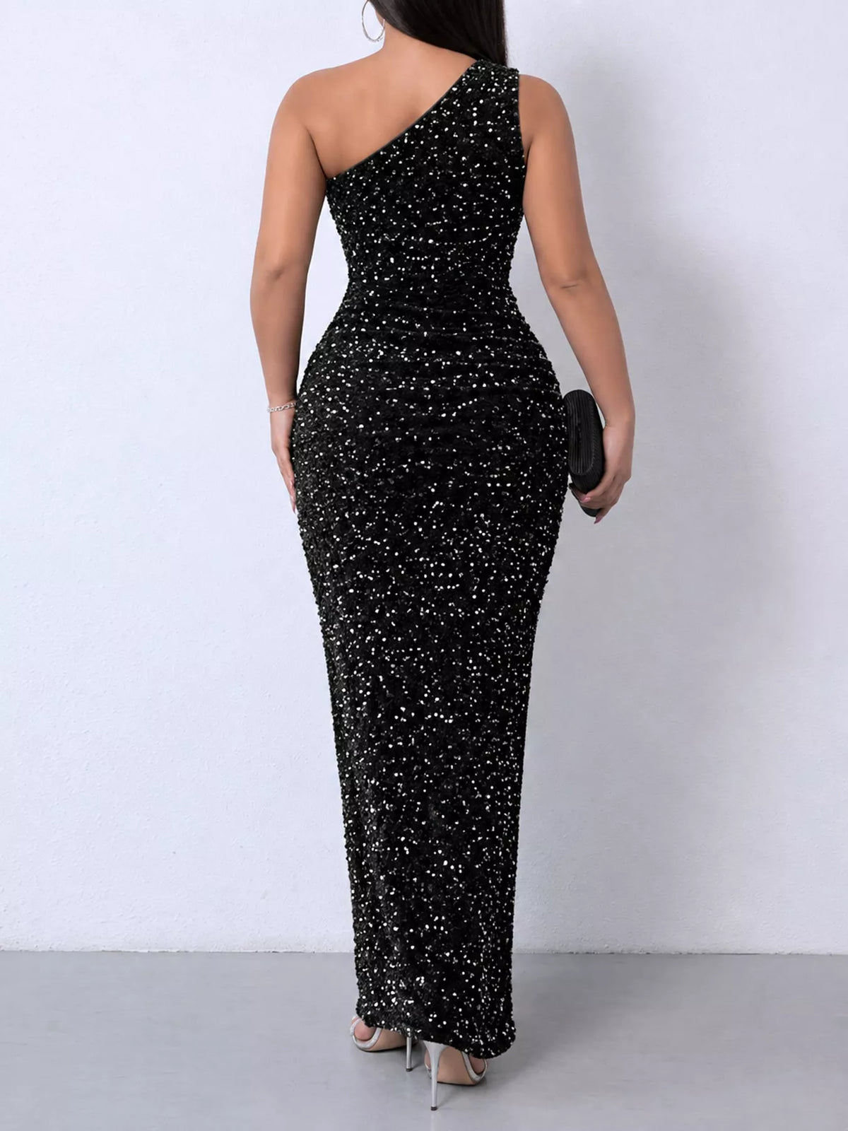 Sequin maxi dress, black back