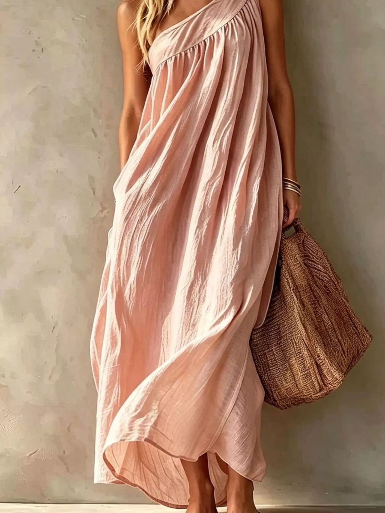 Trendsi Full Size One-Shoulder Maxi Dress Plus Size -