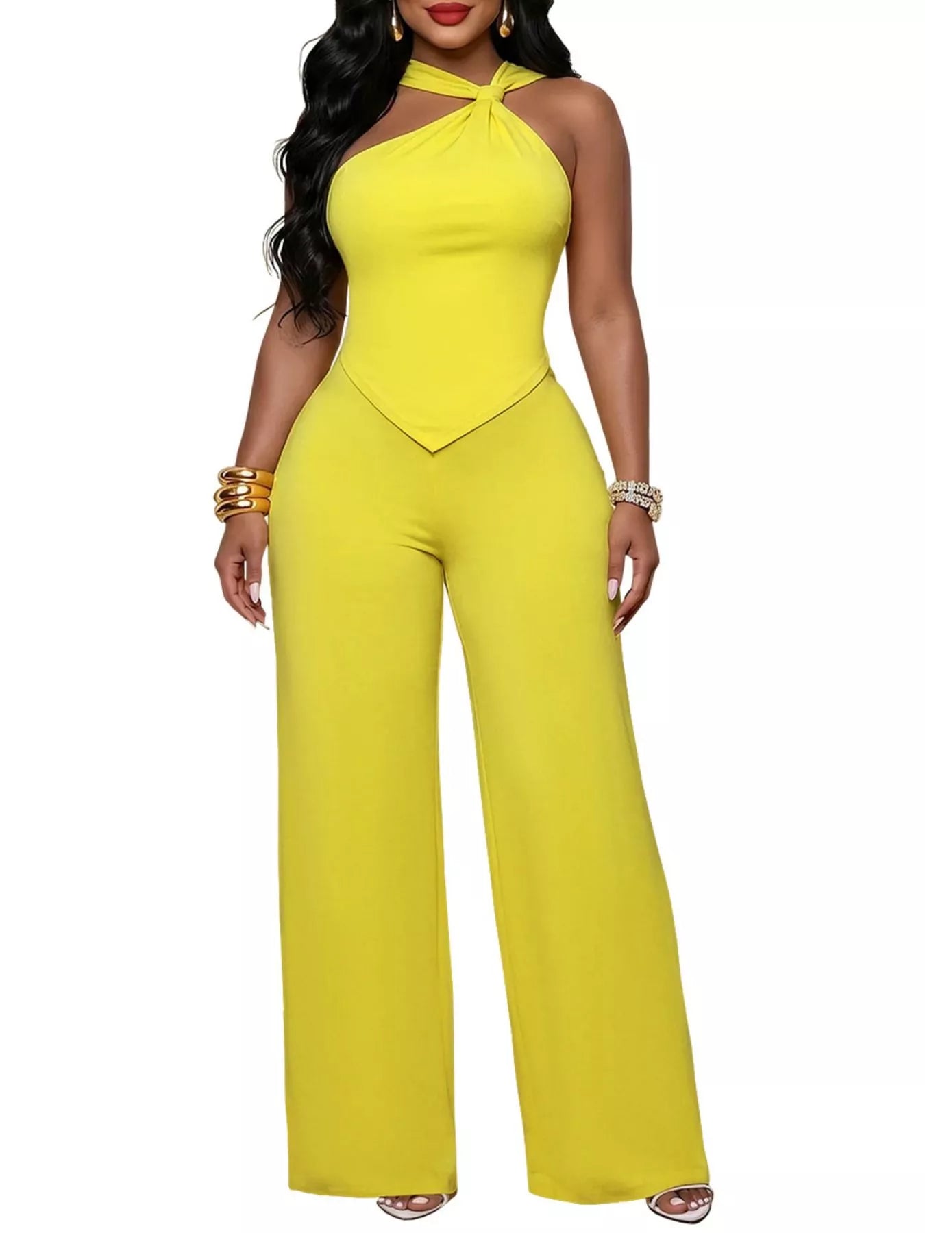 Trendsi Backless Twist Top and Wide-Leg Pants Set -