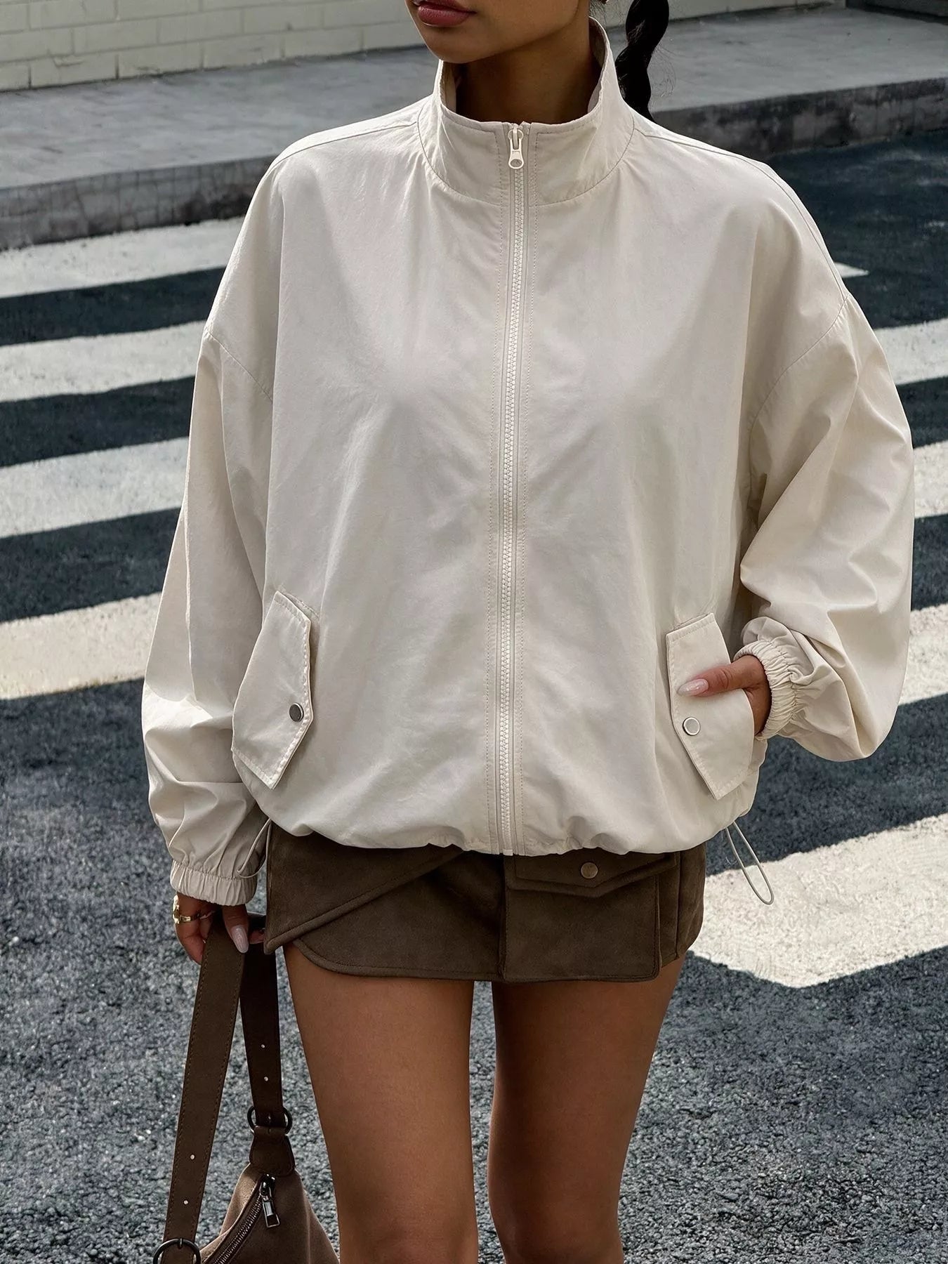 Trendsi Zip-Up Dropped Shoulder Jacket -