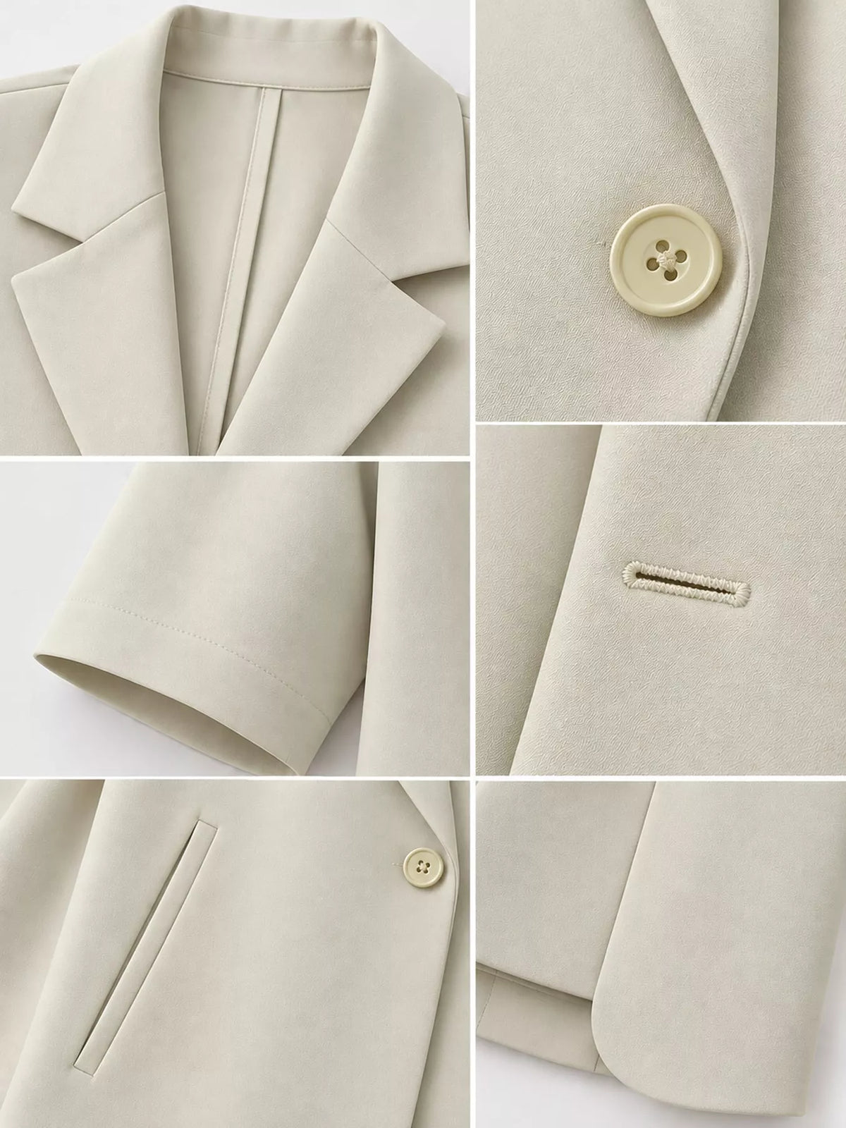 Collared short sleeve blazer, construction and design details