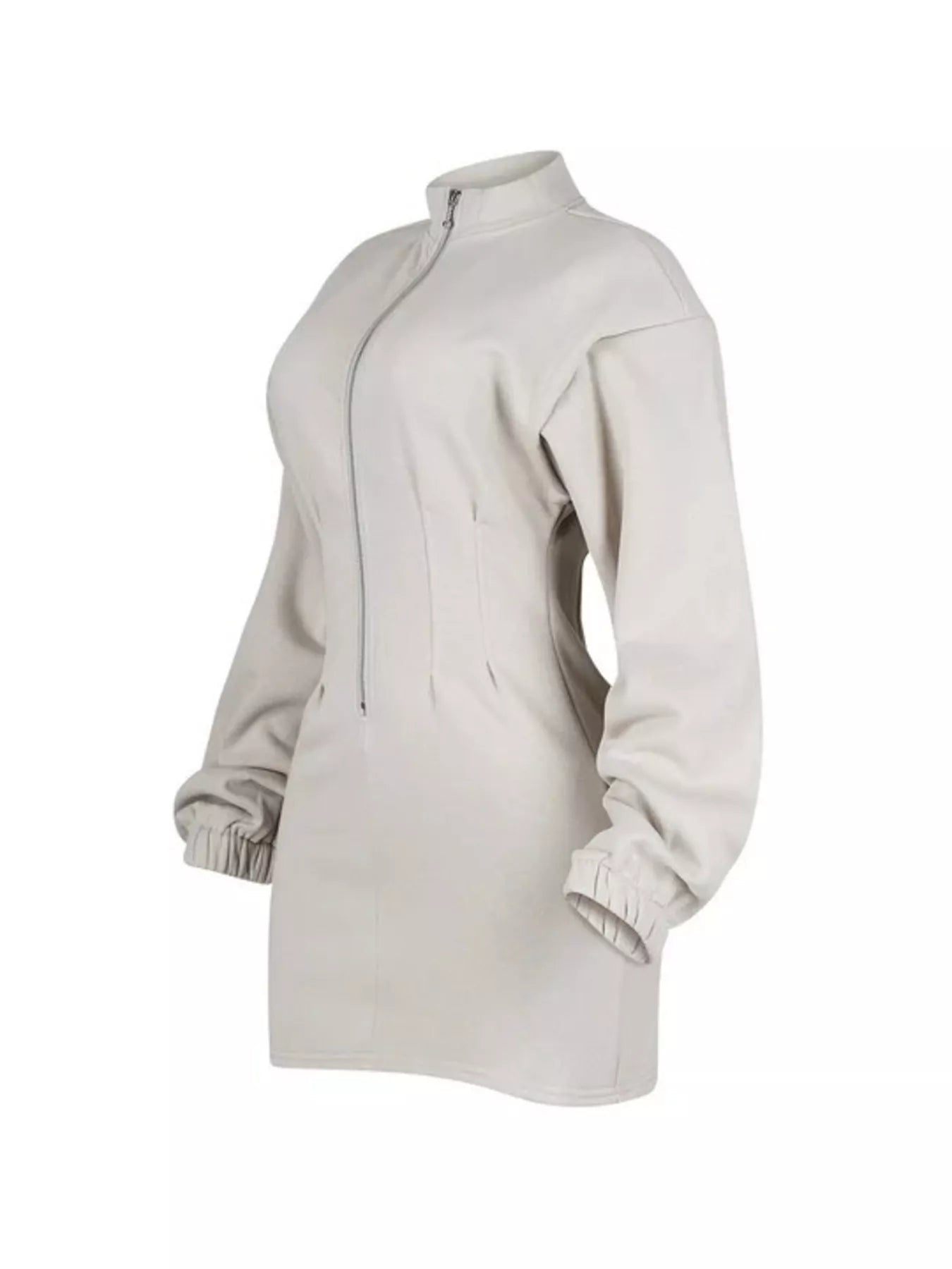Trendsi Casual Zip-Up Long Sleeve Mini Dress -