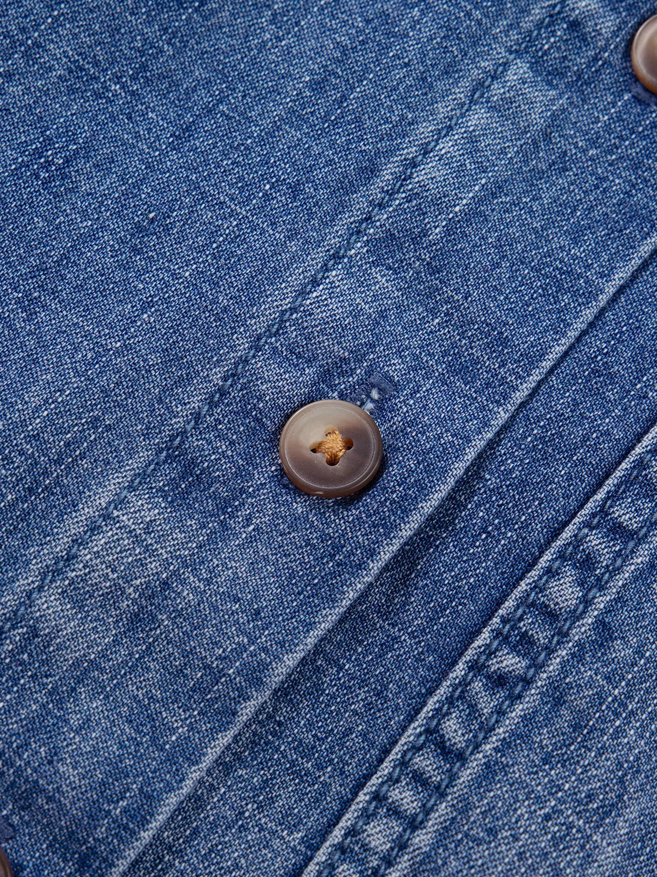 Trendsi Three Quarter Sleeve Button Front Loose Denim Shirt -