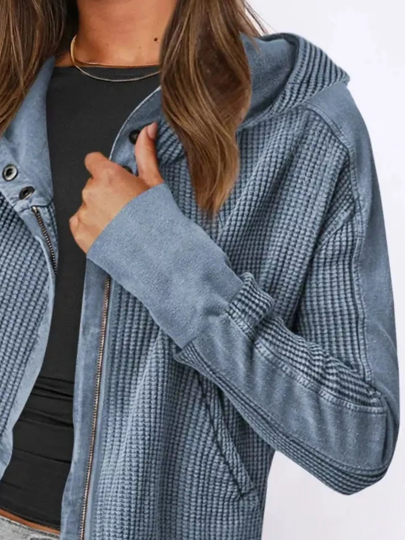 Trendsi Waffle Knit Zip-Up Jacket -