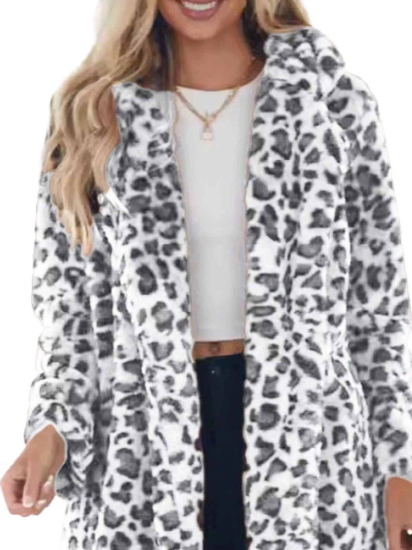 Leopard open-front outerwear jacket