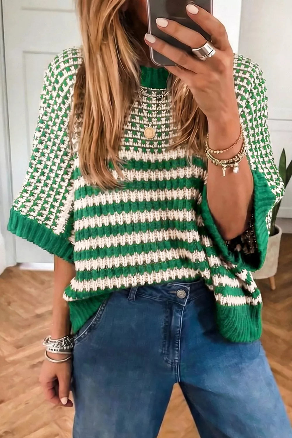 Trendsi Striped Textured Knit Sweater -