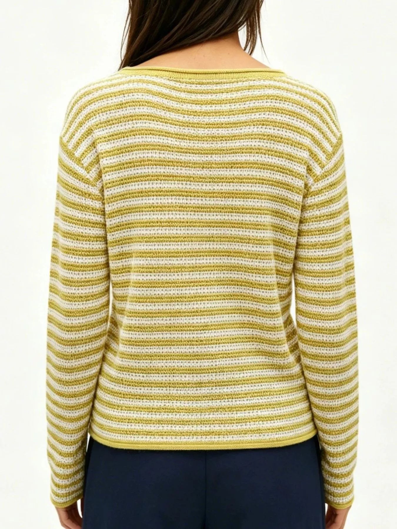 Trendsi Striped Boat Neck Knit Sweater -