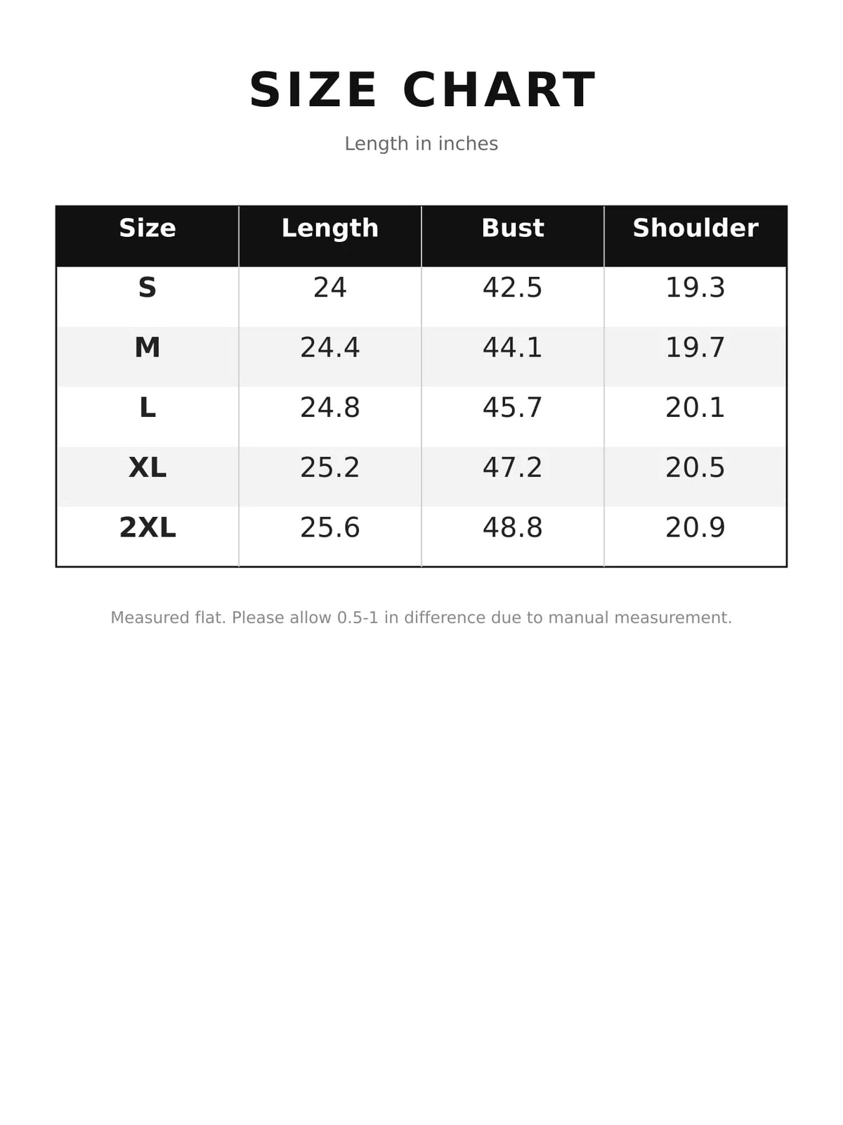 Size chart for vintage washed sleeveless denim jacket vest