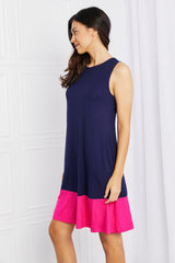Trendsi Yelete Full Size Two-Tone Sleeveless Mini Dress with Pockets -