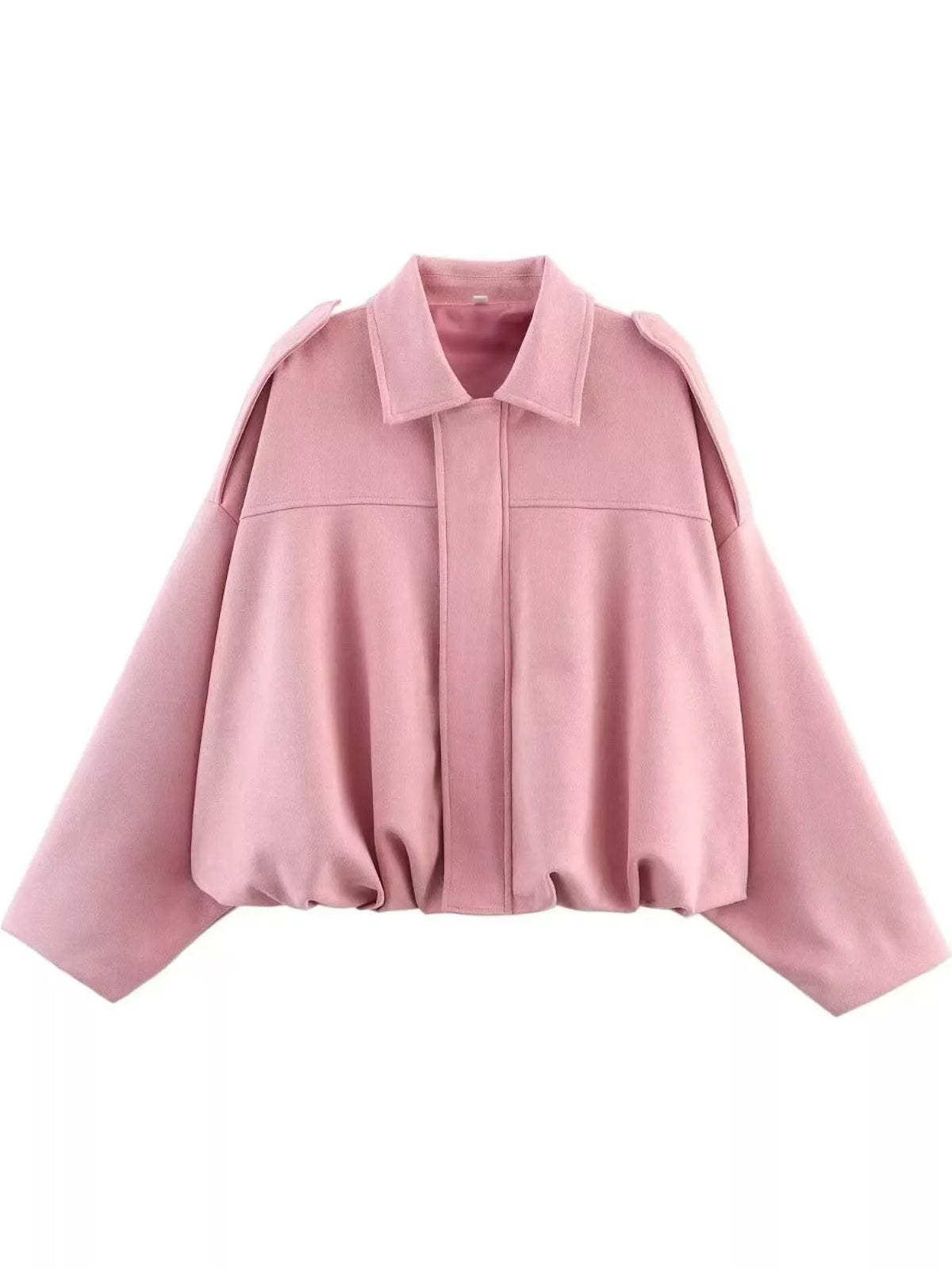 Oversized zip jacket, pink flat front