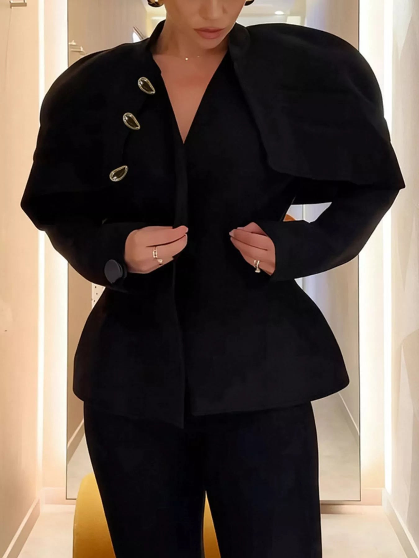 Trendsi Cape-Style Button Up Outerwear -