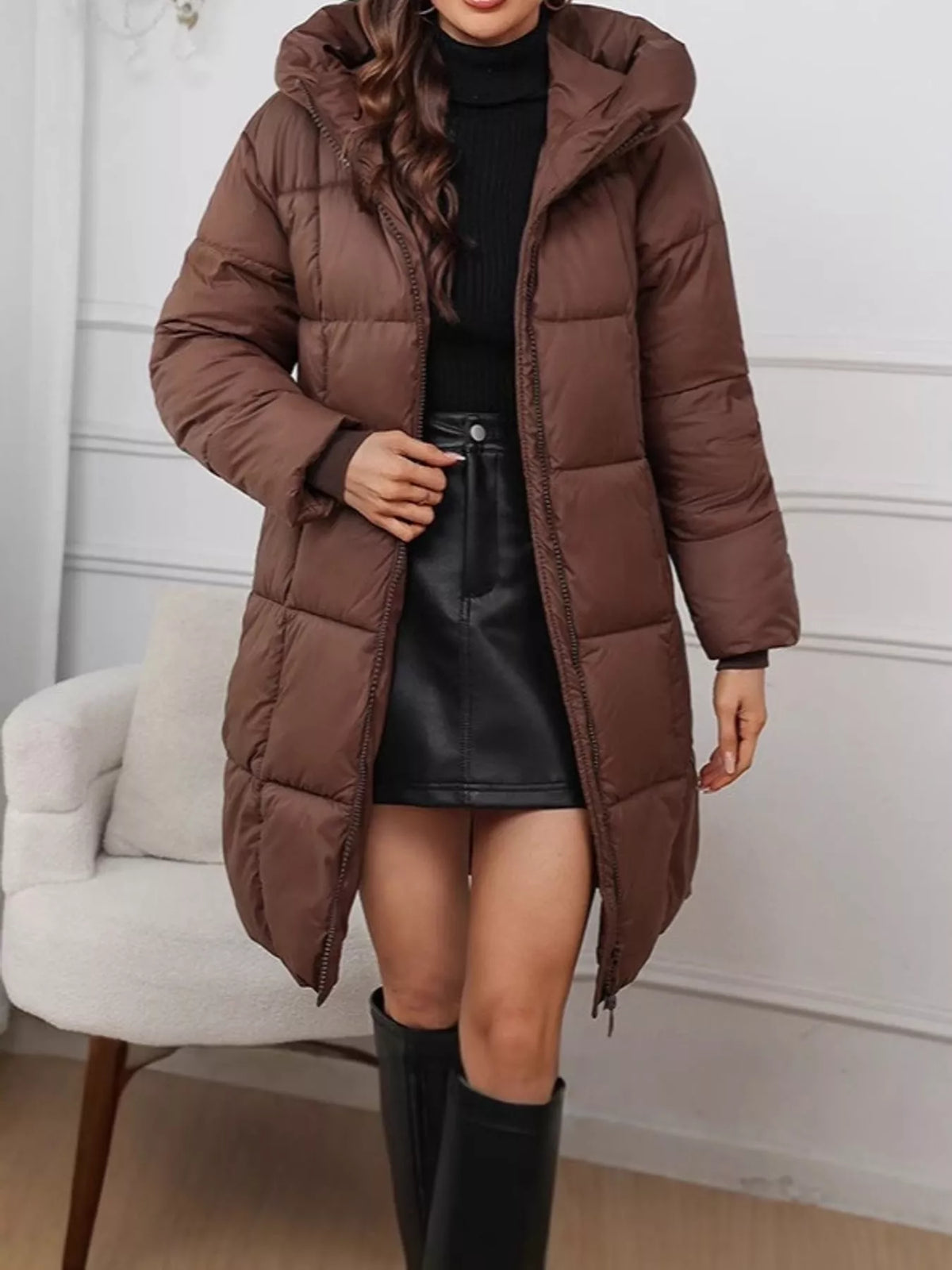 Coffee long-sleeve coat