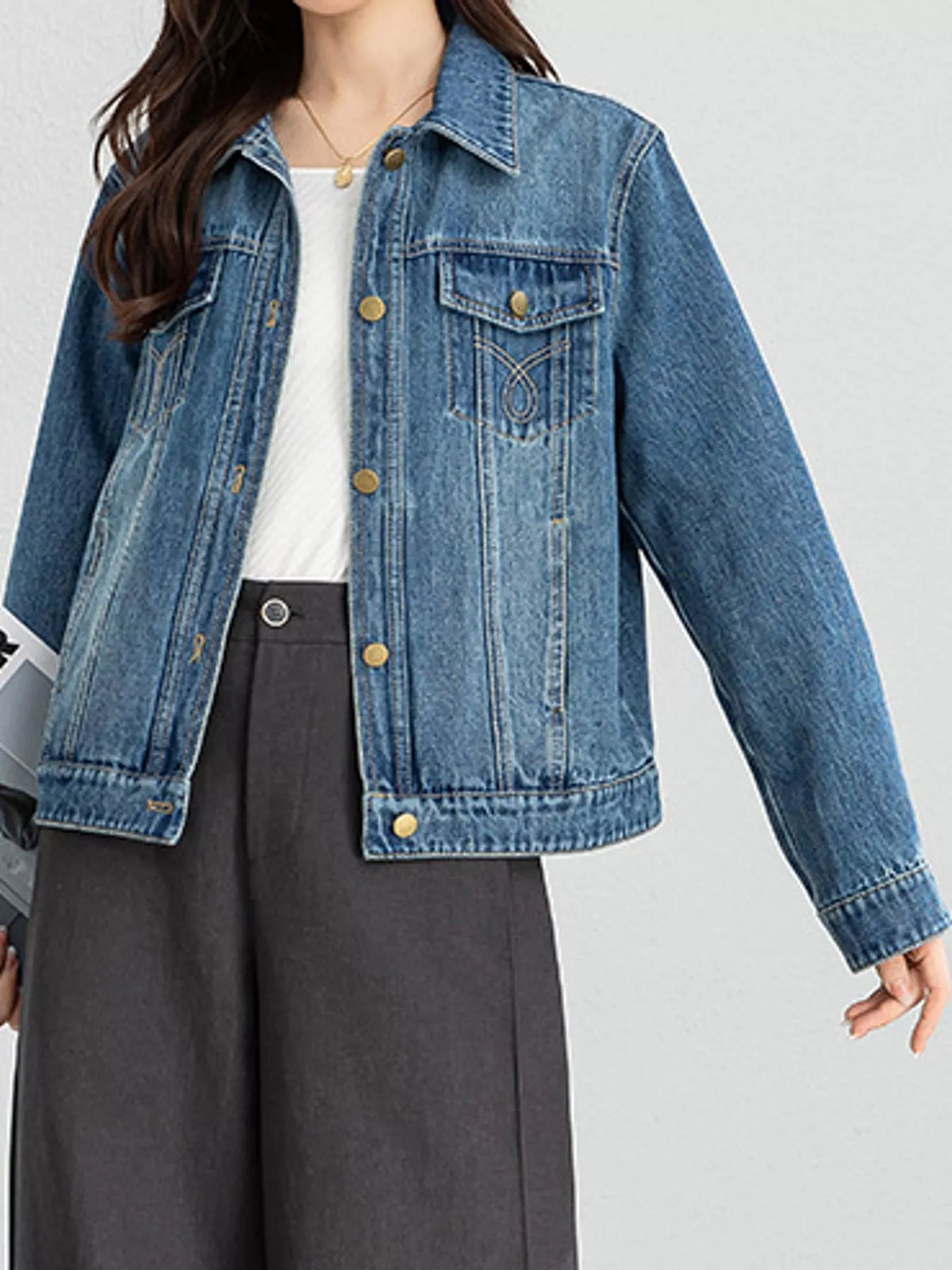 Vintage Wash Relaxed Fit Denim Jacket — front view