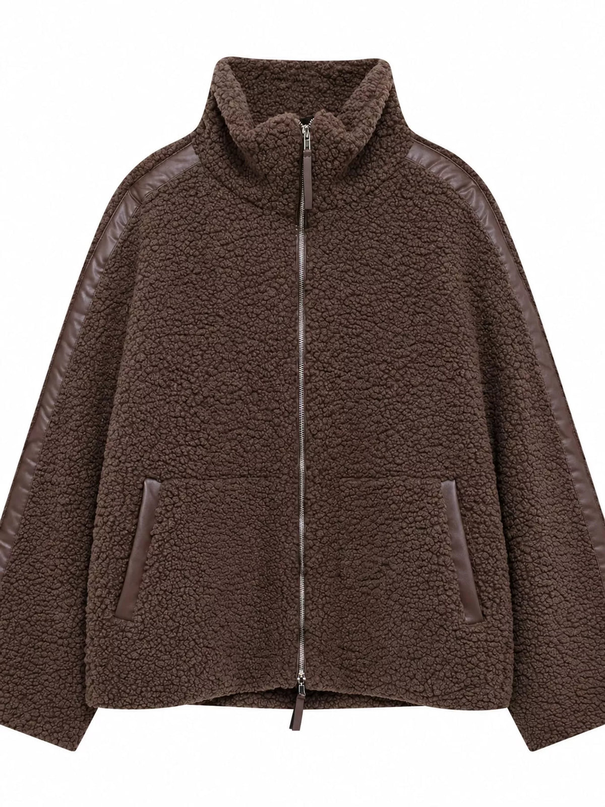 Brown sherpa zip-up jacket