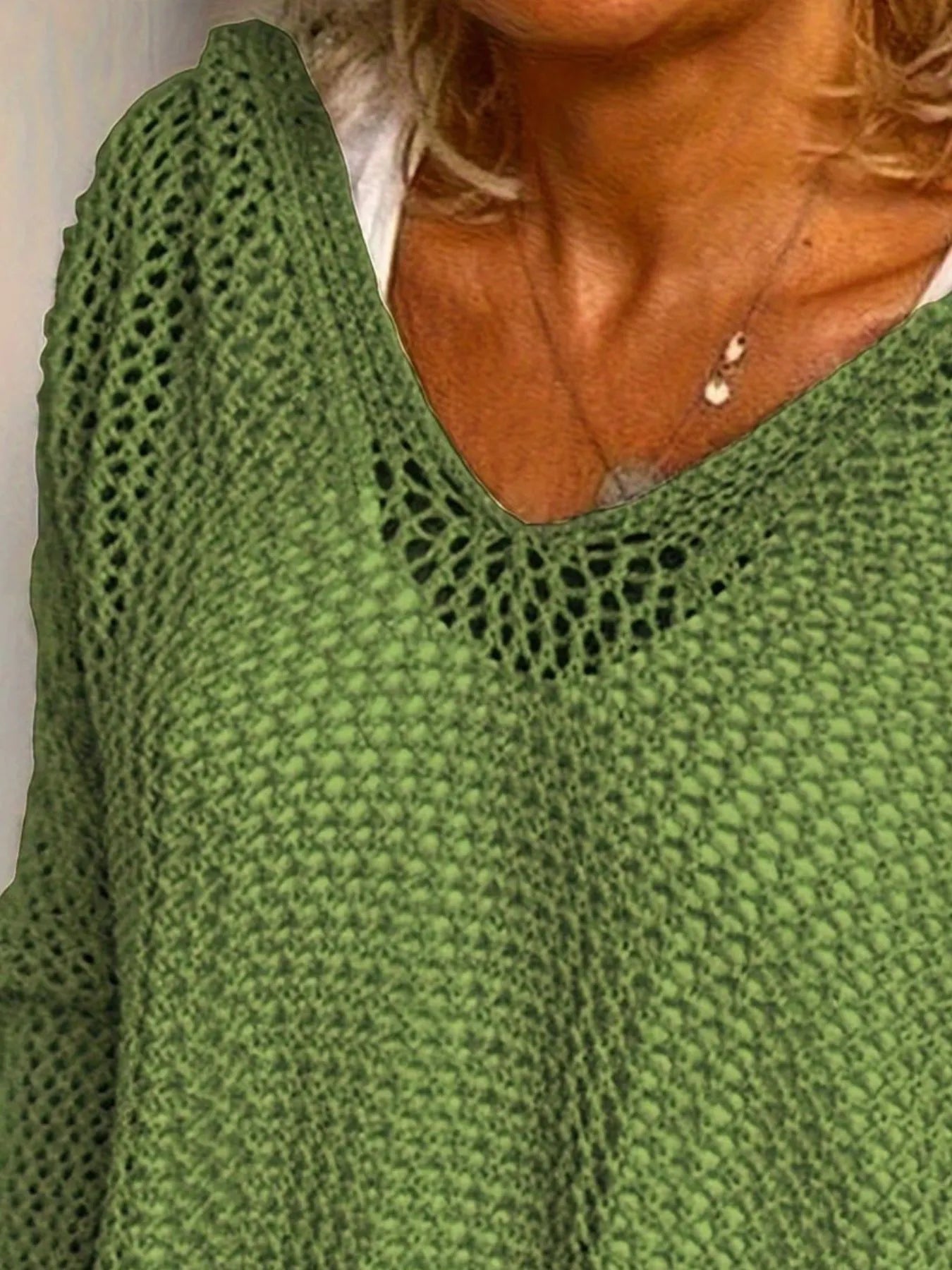 Trendsi Openwork Long Sleeve Hooded Knit Cover Up -