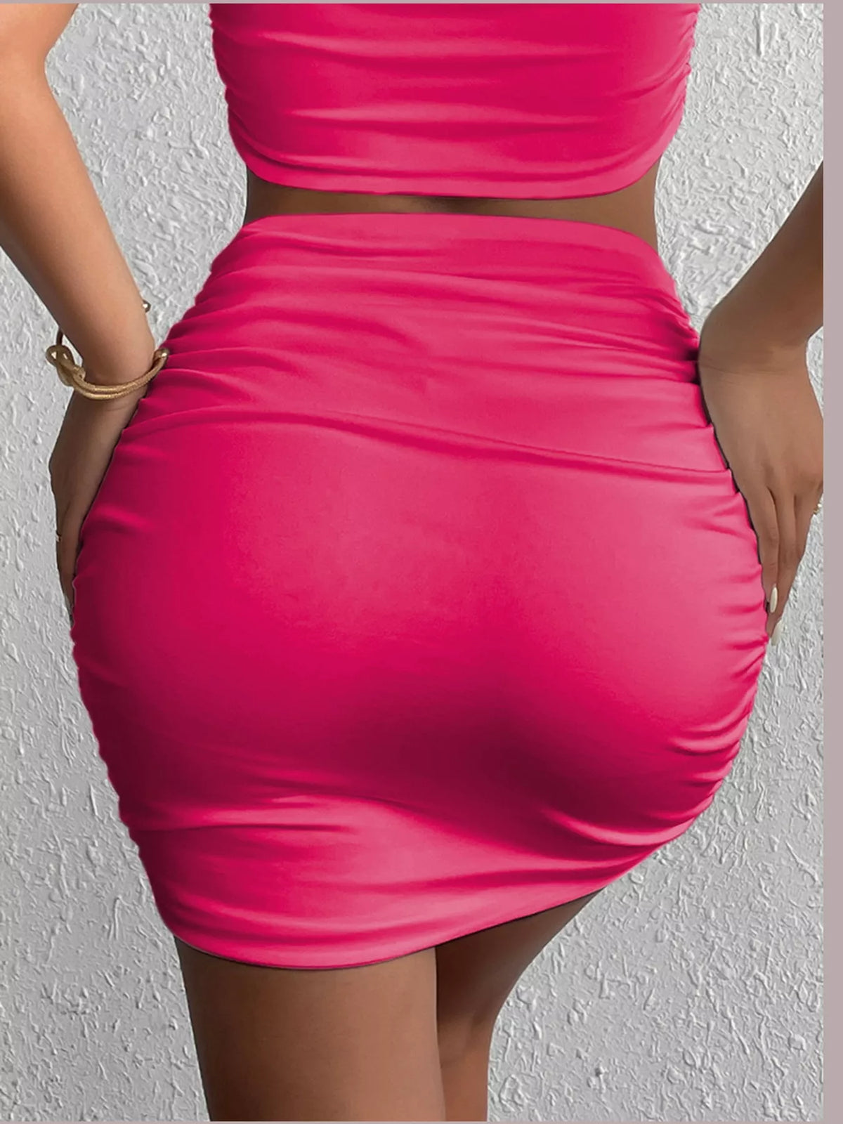 Ruched Bodycon Mini Skirt — back view