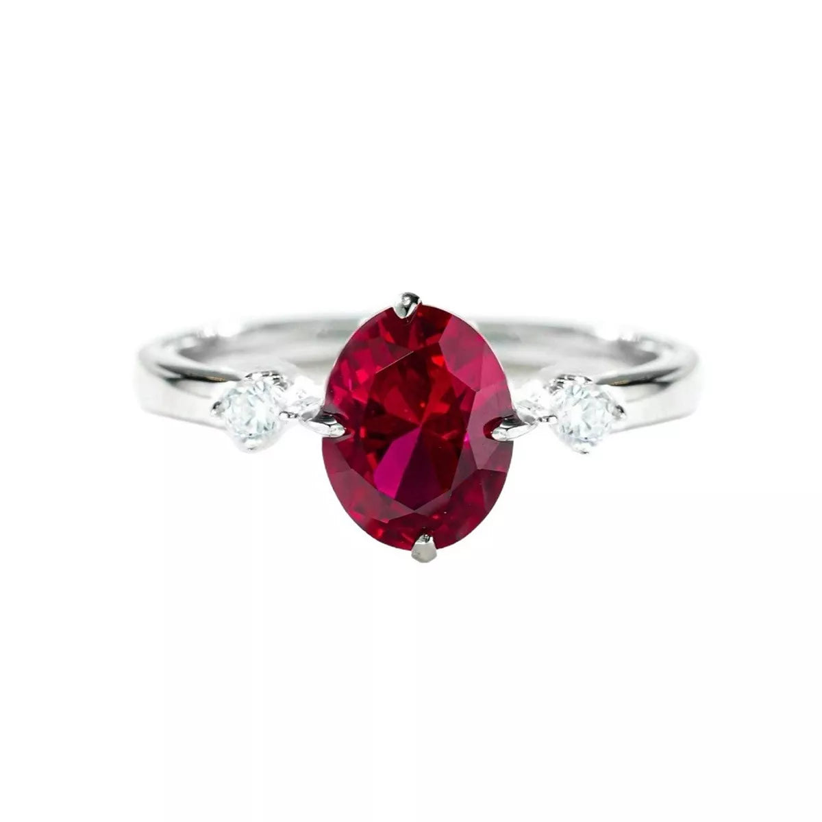 Trendsi 925 Sterling Silver Zircon Oval-Cut Ring -