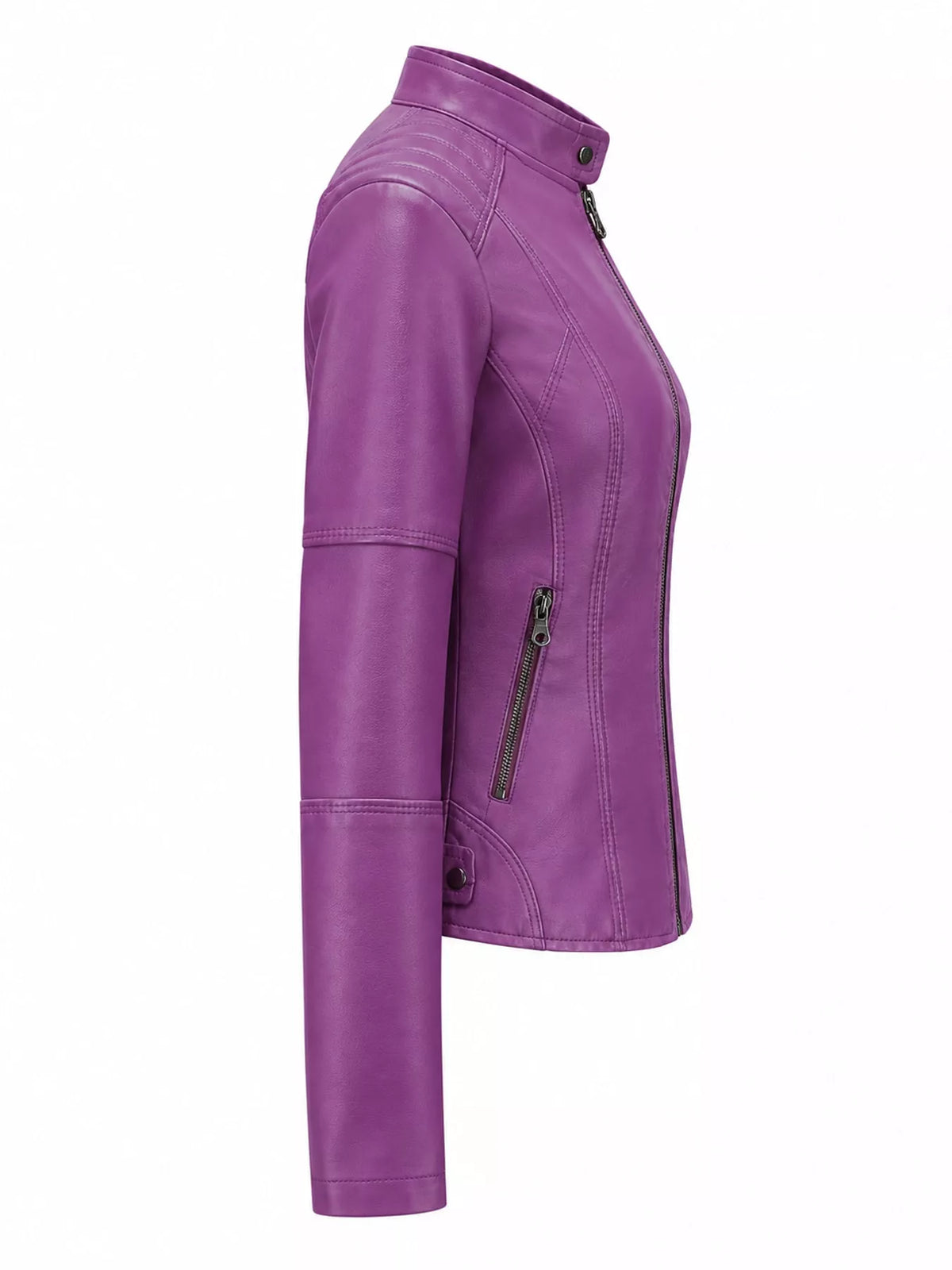 Faux-leather moto jacket, purple side