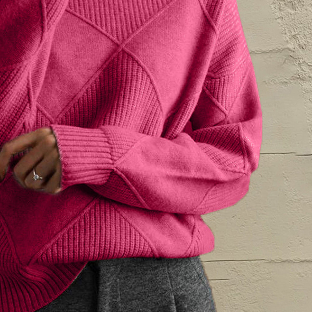 Trendsi Geometric Turtleneck Long Sleeve Sweater -