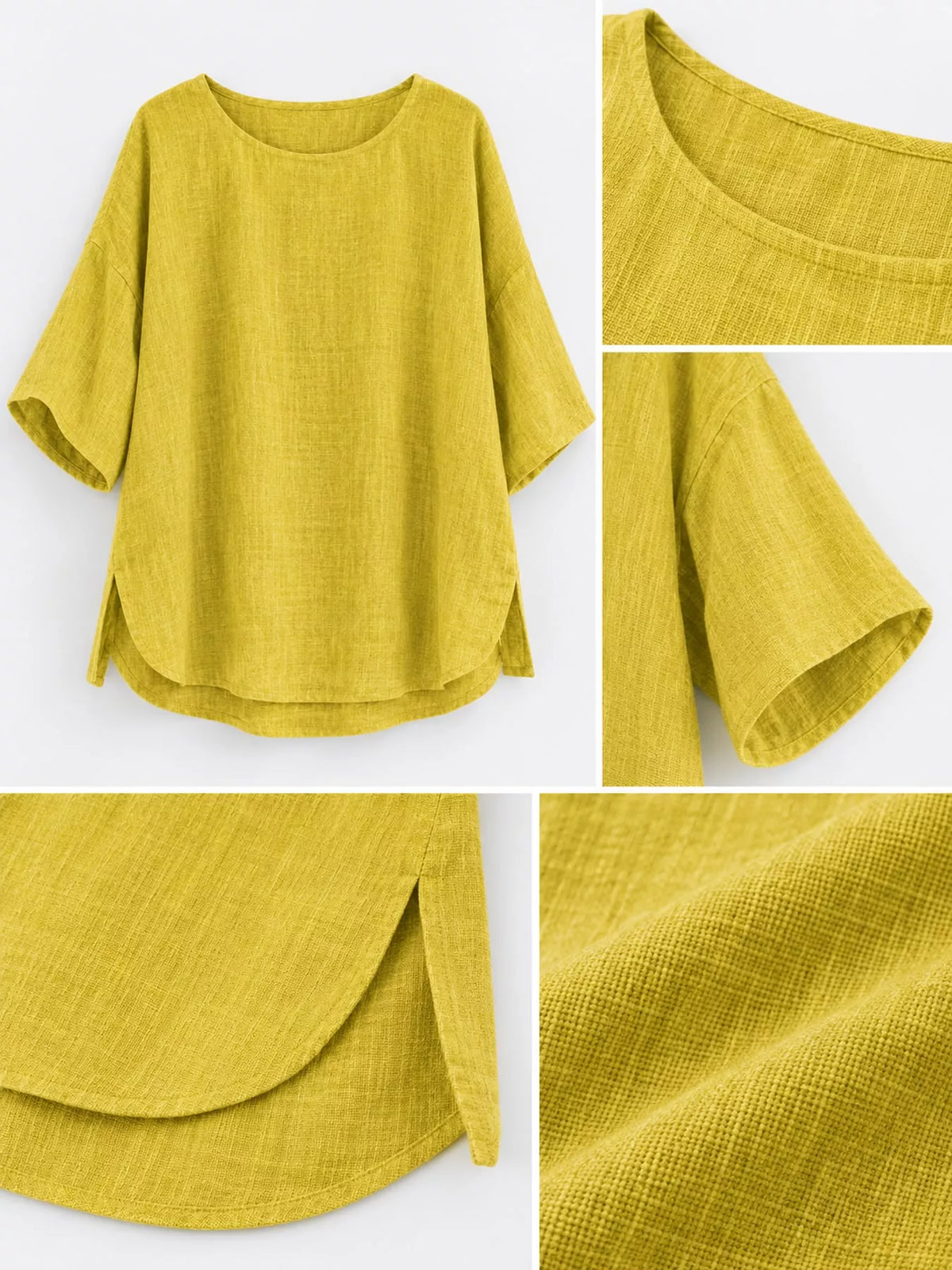 Slit blouse, yellow detail collage
