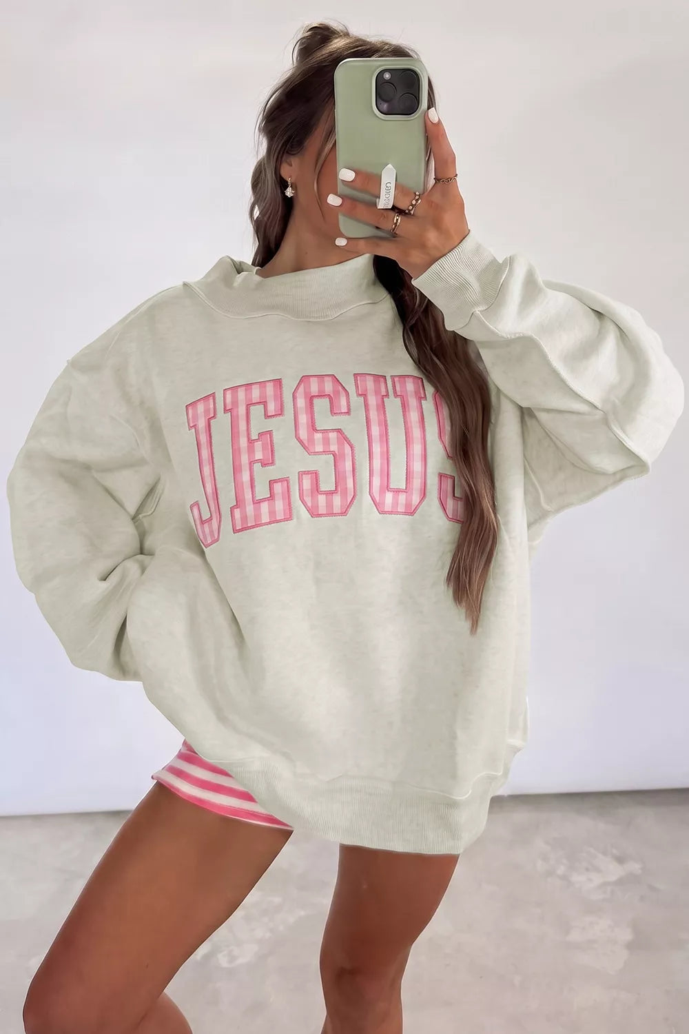 Trendsi JESUS Crew Neck Sweatshirt -