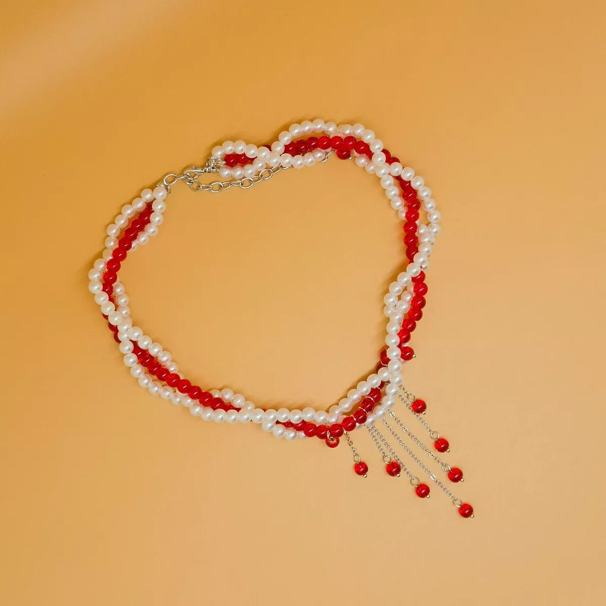 Trendsi Twisted Bead Tassel Necklace -