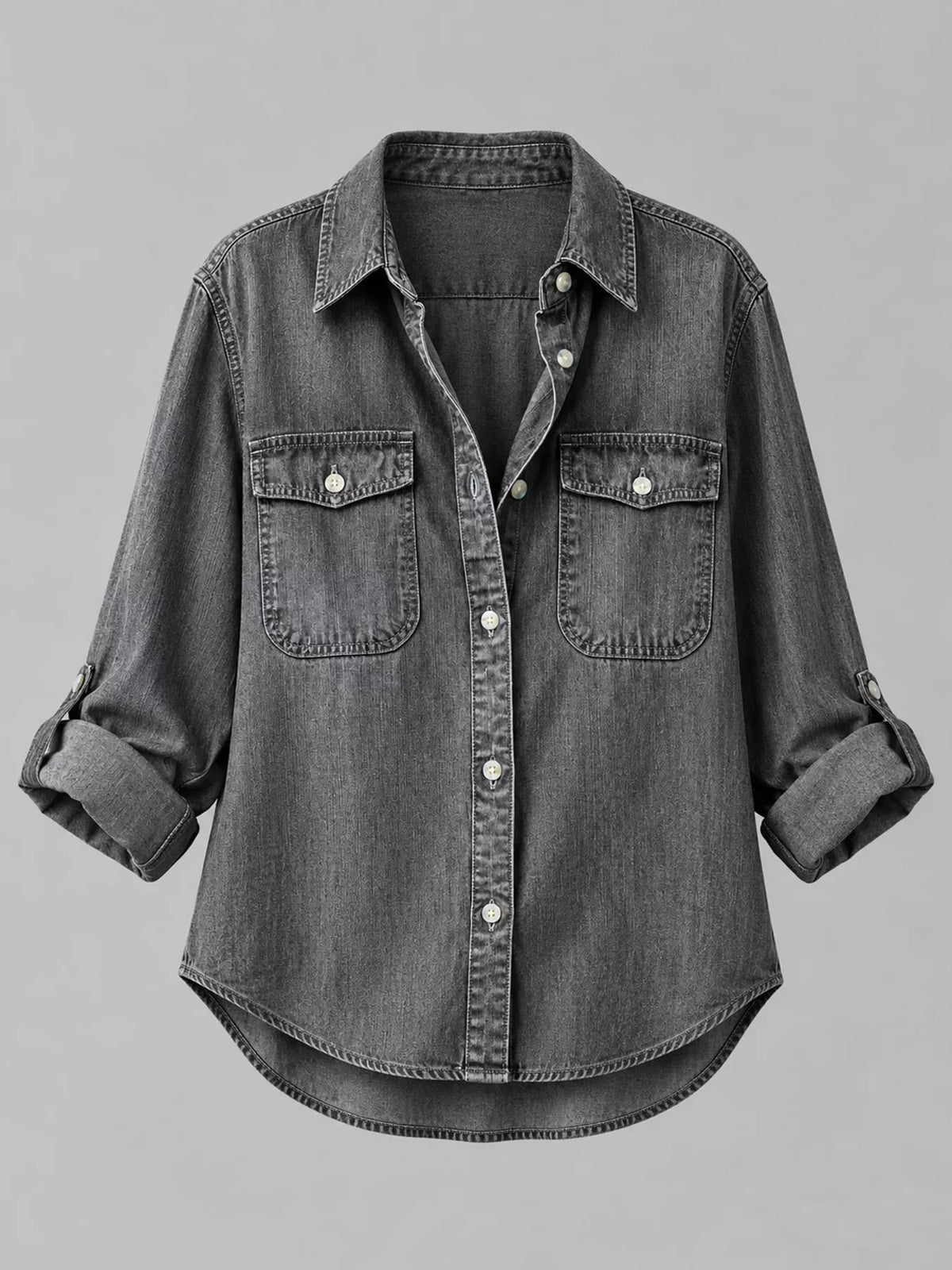 Dark Gray button-down denim shirt
