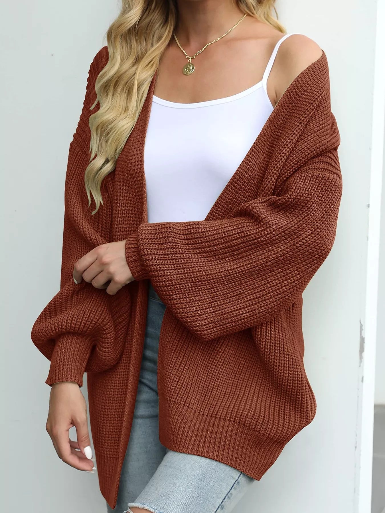 Trendsi Chunky Knit Open Front Cardigan -