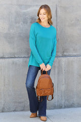 Trendsi Basic Bae Full Size Round Neck Dropped Shoulder T-Shirt -