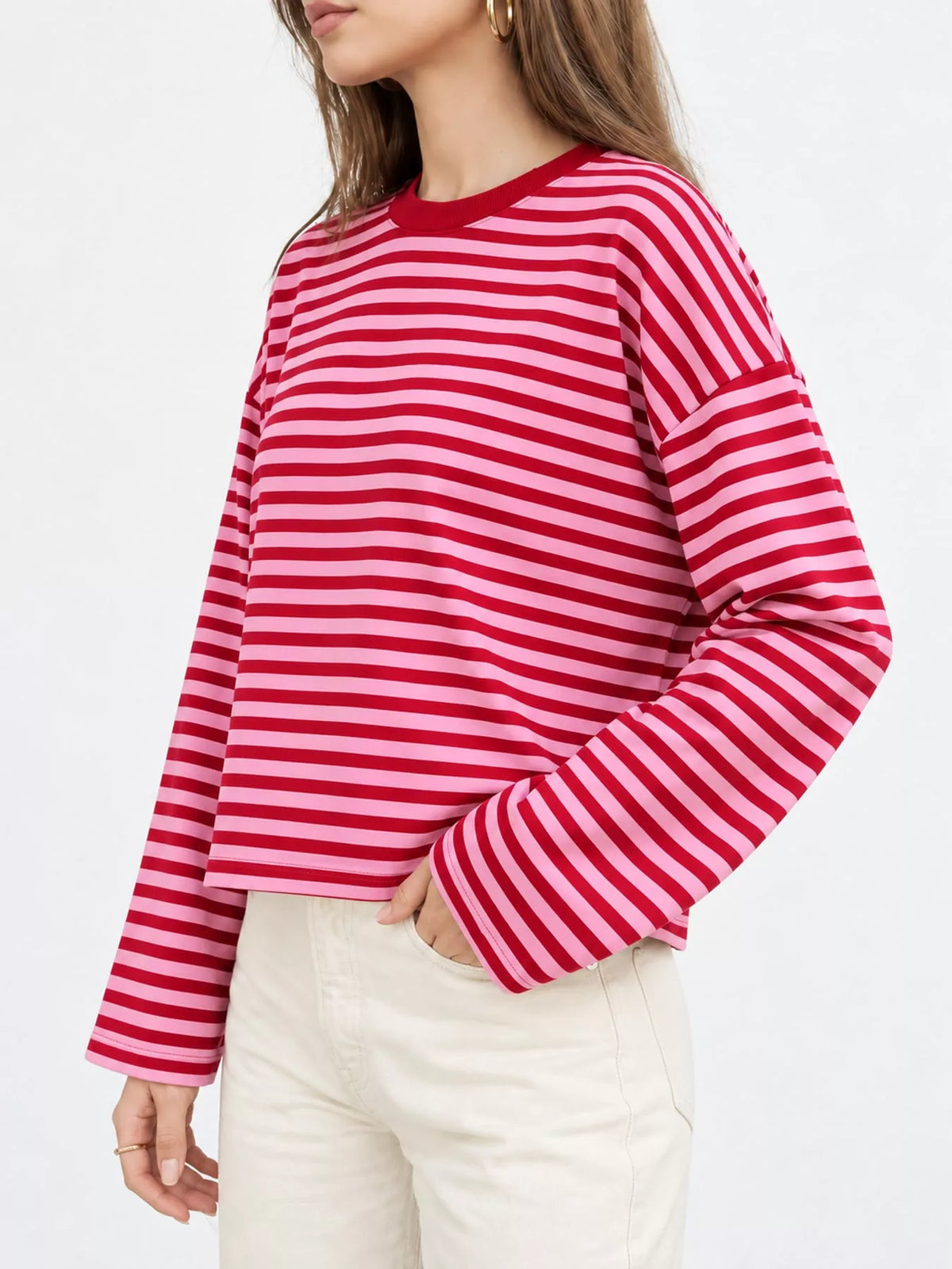 Long Sleeve Crew Neck T-Shirt — side view
