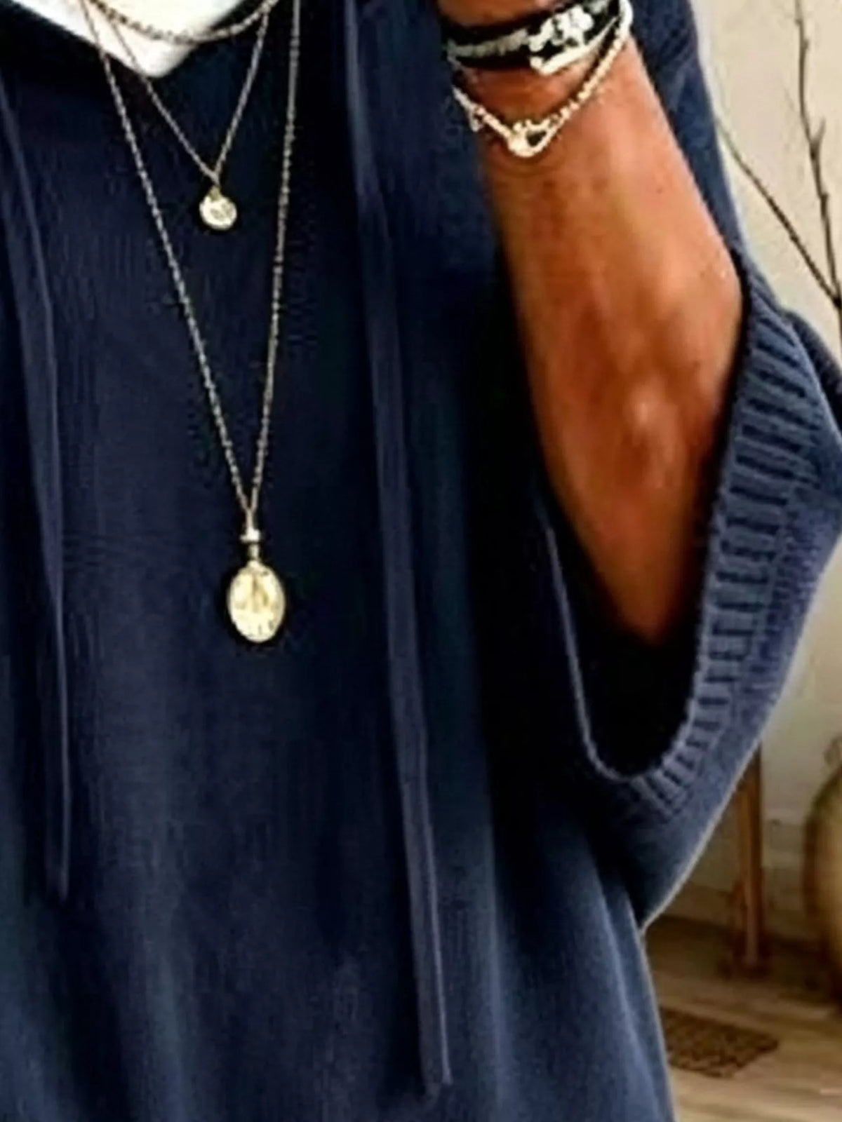 Trendsi Full Size Drawstring 3/4 Sleeve Hooded Sweater Plus Size -