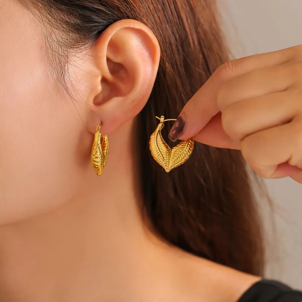 Trendsi Titanium Steel Leaf Shape Earrings -