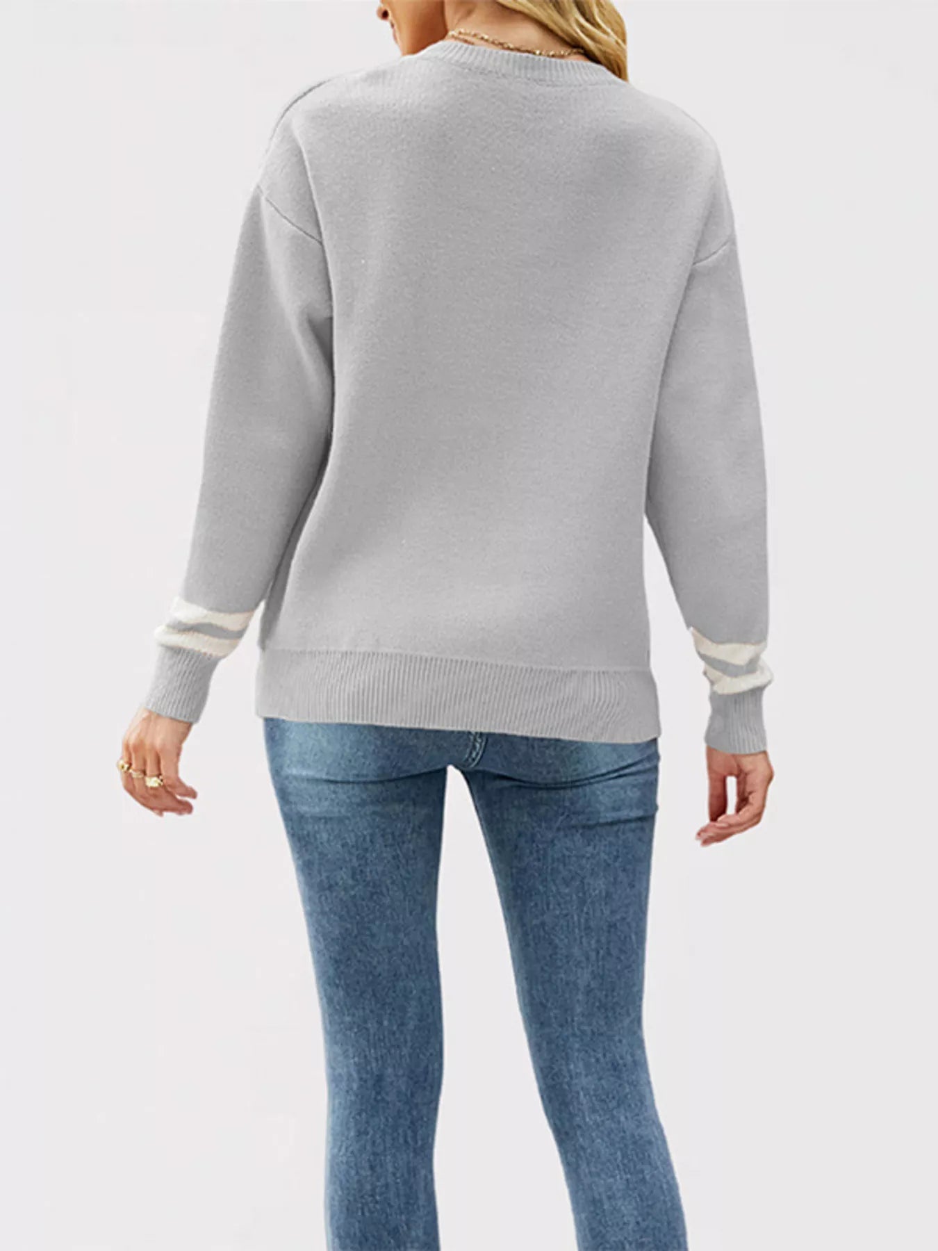Trendsi Letter Crew Neck Dropped Shoulder Sweater -