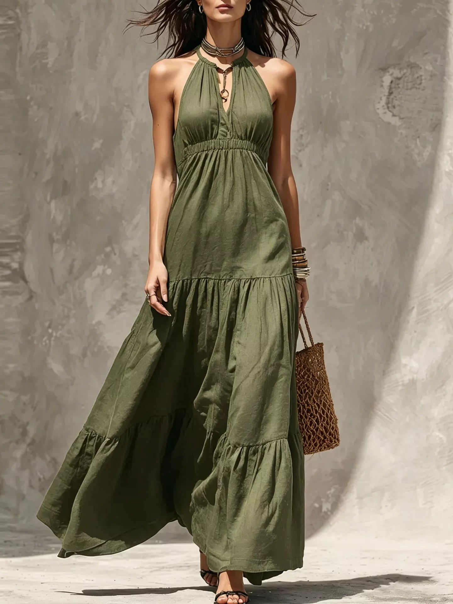 Trendsi Sleeveless Tiered Maxi Dress -