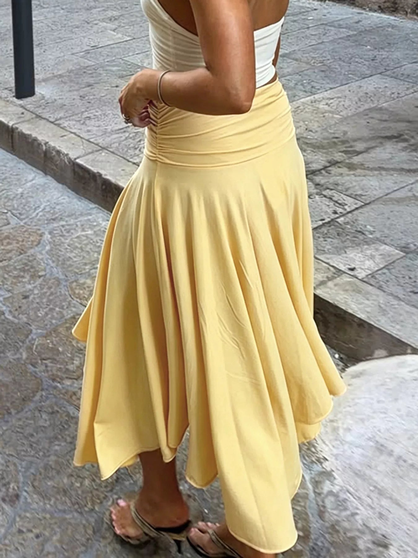 Trendsi Flowy Ruched Waist Skirt -