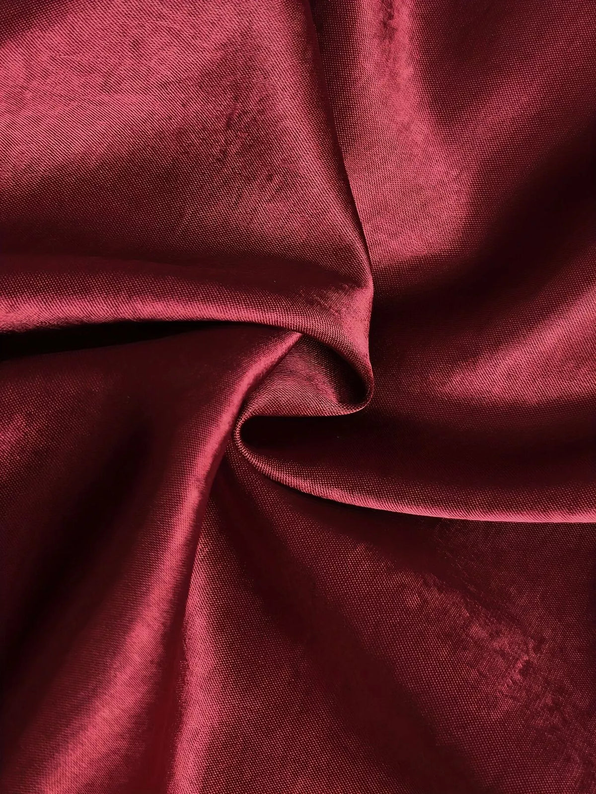 Red Ruched V-Neck Balloon-Sleeve Mini Dress satin fabric detail