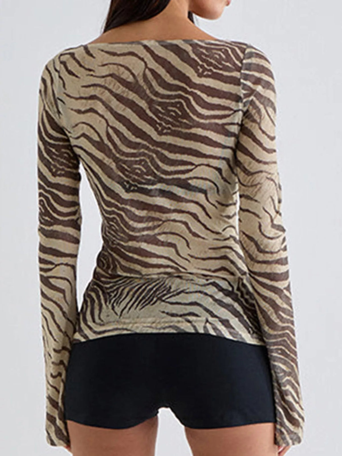 Boat neck long sleeve t-shirt, back view