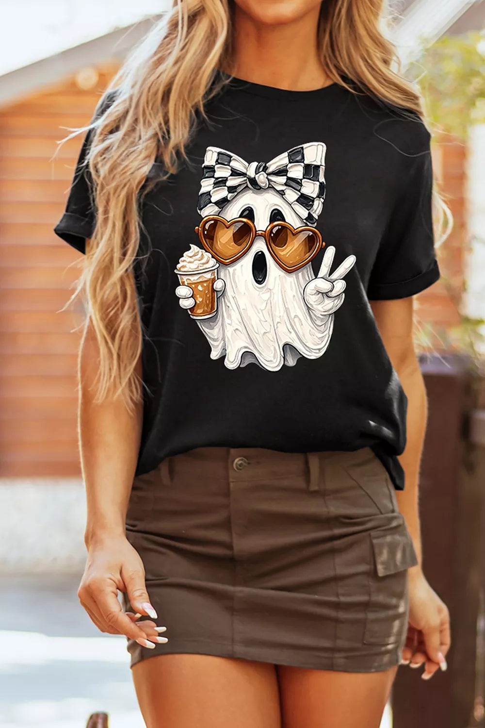 Trendsi Full Size Halloween Ghost Graphic Short Sleeve T-Shirt Plus Size -