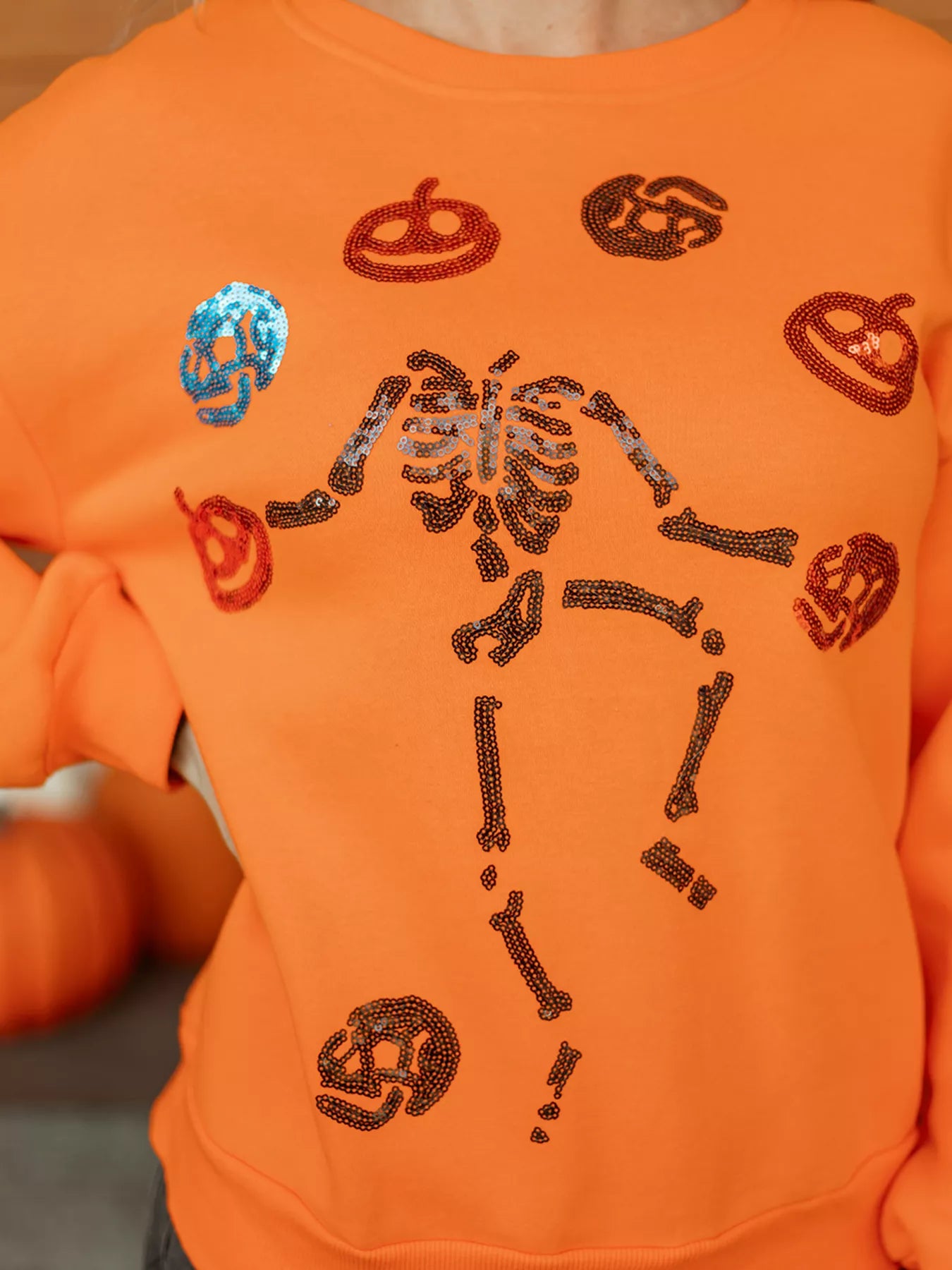 Trendsi Dancing Critters Sequin Halloween Crewneck Sweatshirt -