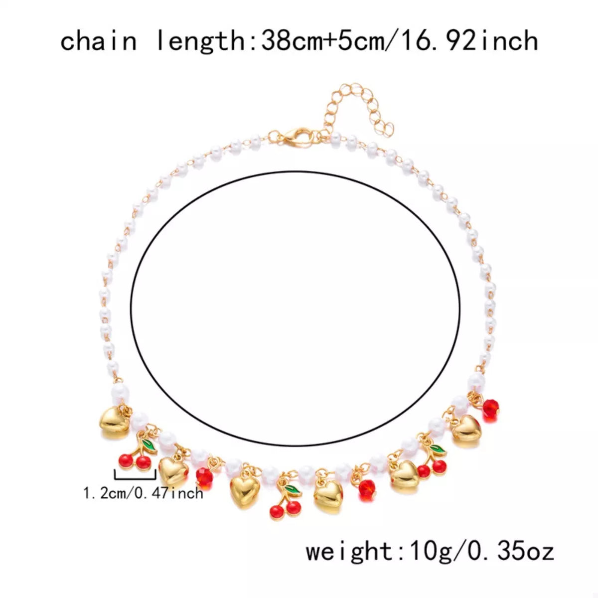 Trendsi 18K Gold-Plated Cherry & Heart Pearl Necklace -