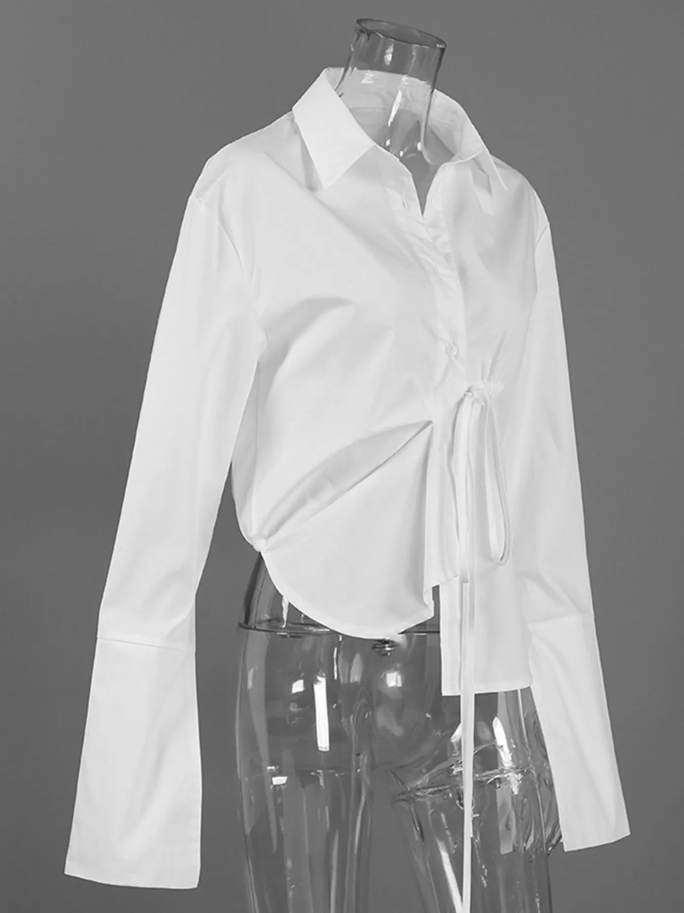 Trendsi Tie-Waist Detail Wrap-Front Shirt -