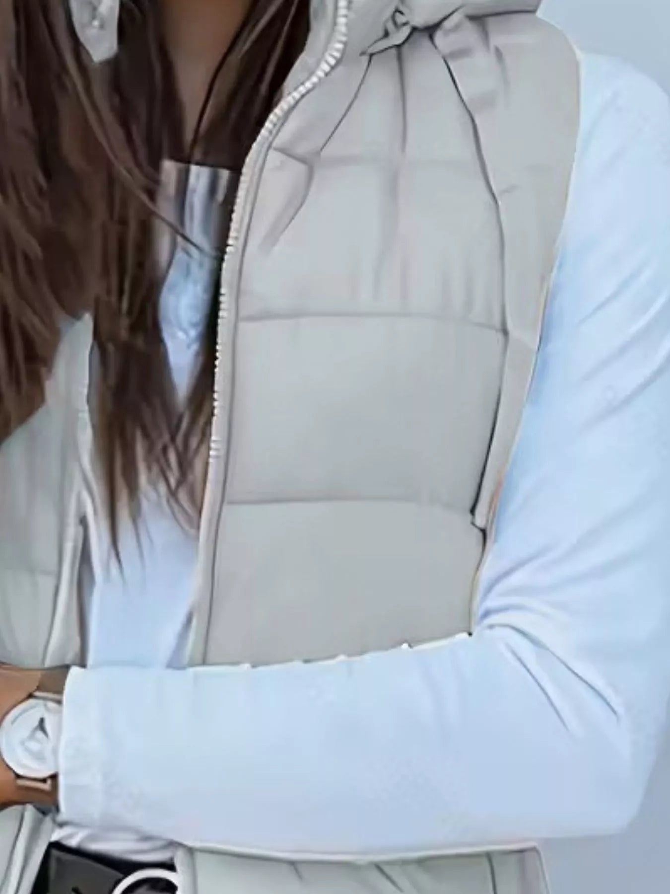 Trendsi Zip Up Longline Hooded Puffer Vest Coat -