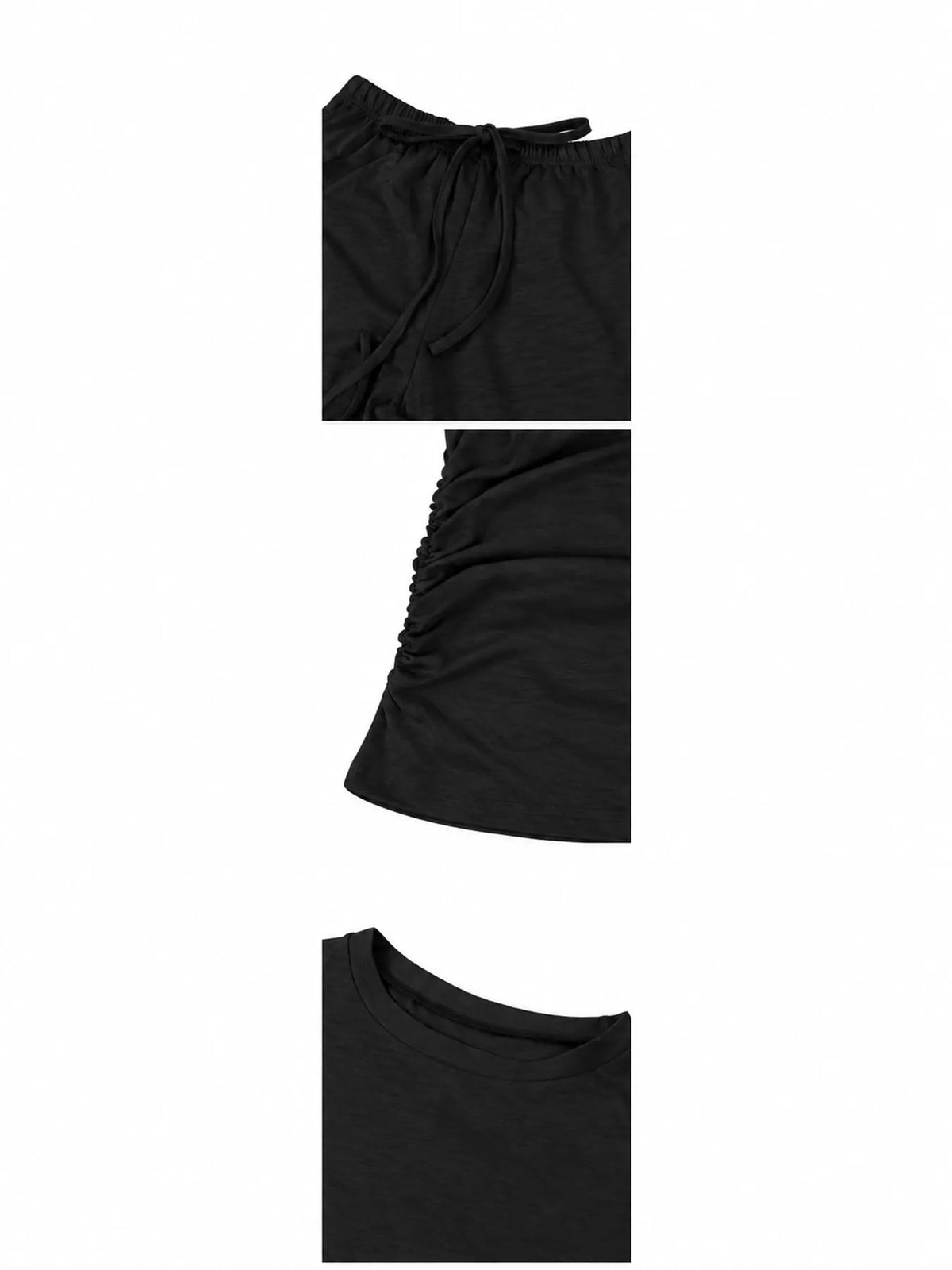 Long Sleeve Top and Wide-Leg Drawstring Pants Set — construction details