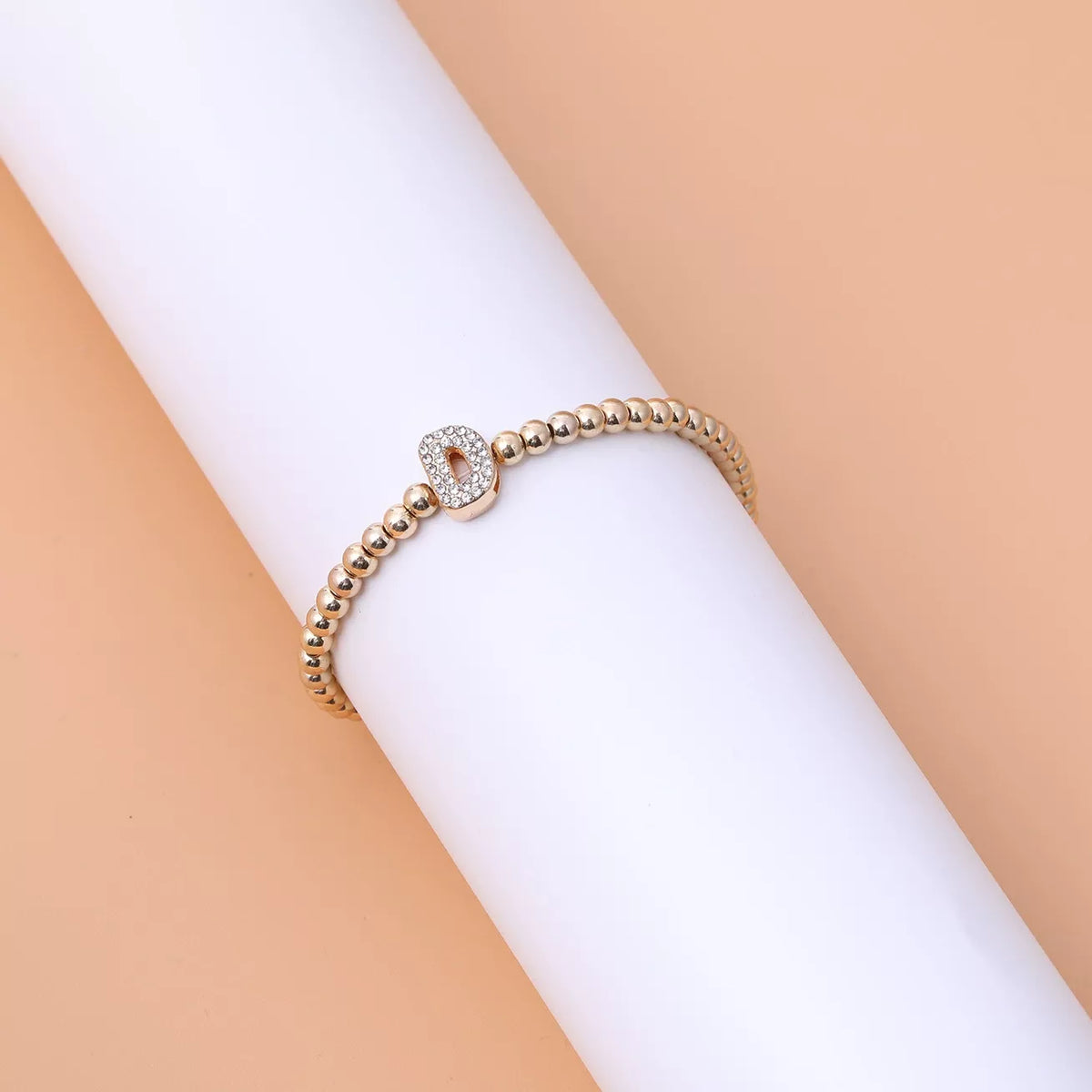 Gold-plated bead letter bracelet