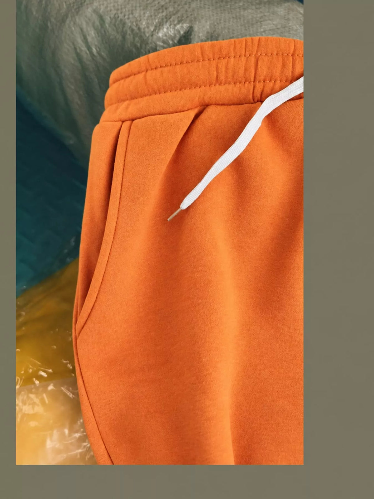 Orange wide-leg pants with drawstring