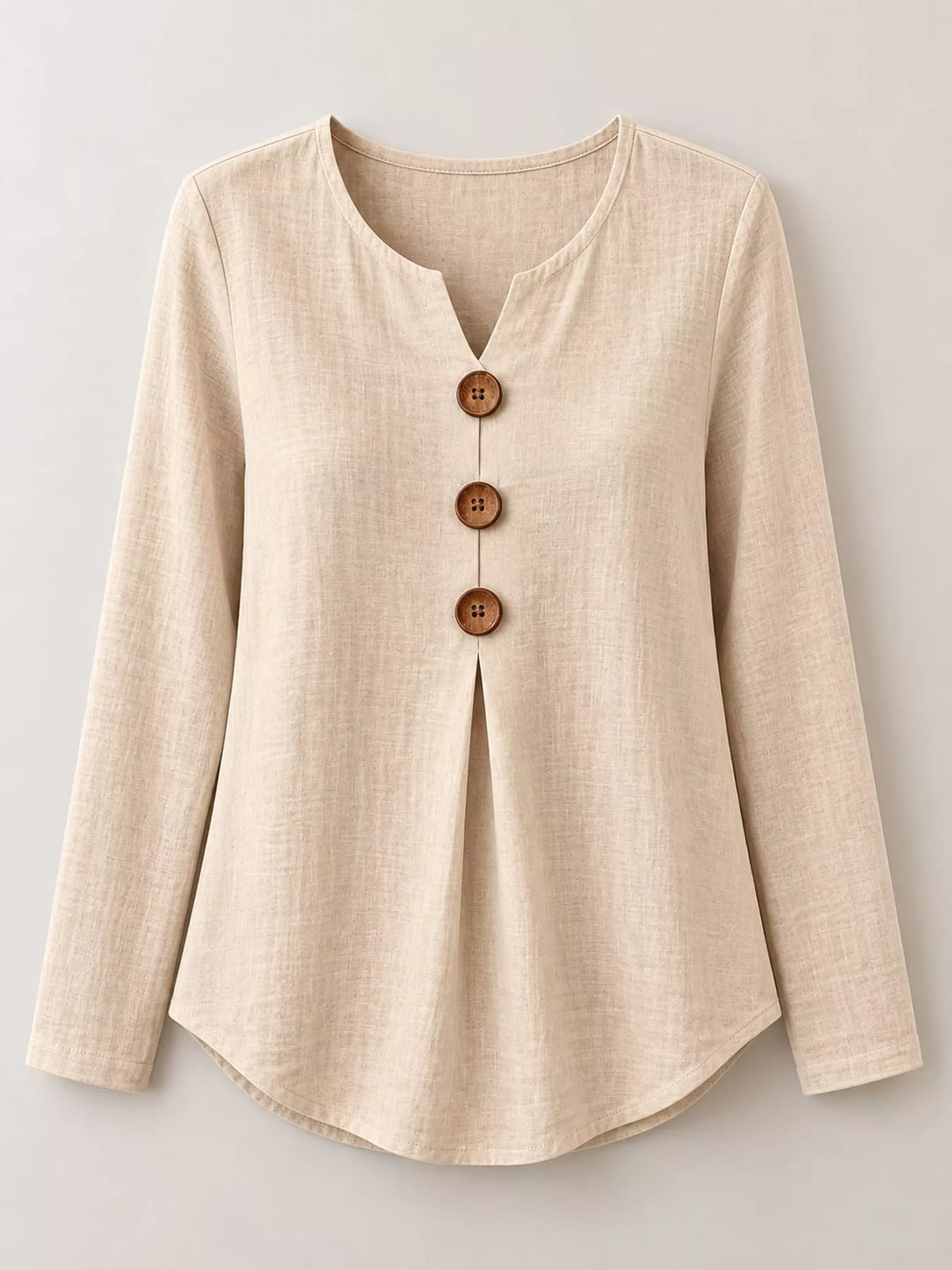 Apricot long sleeve decorative button blouse