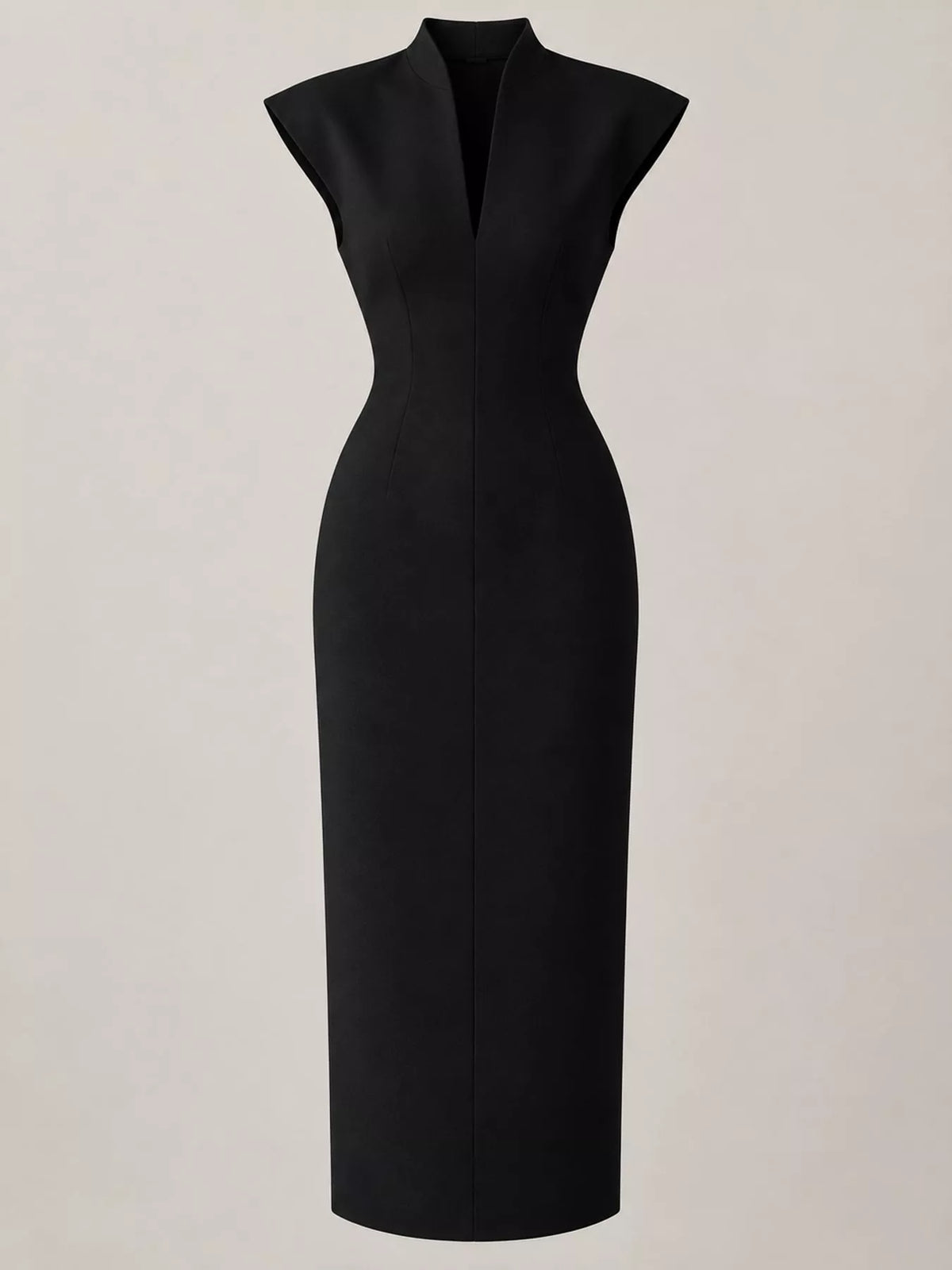 Women's Slit Sleeveless Bodycon Midi Dress in black — mannequin front view