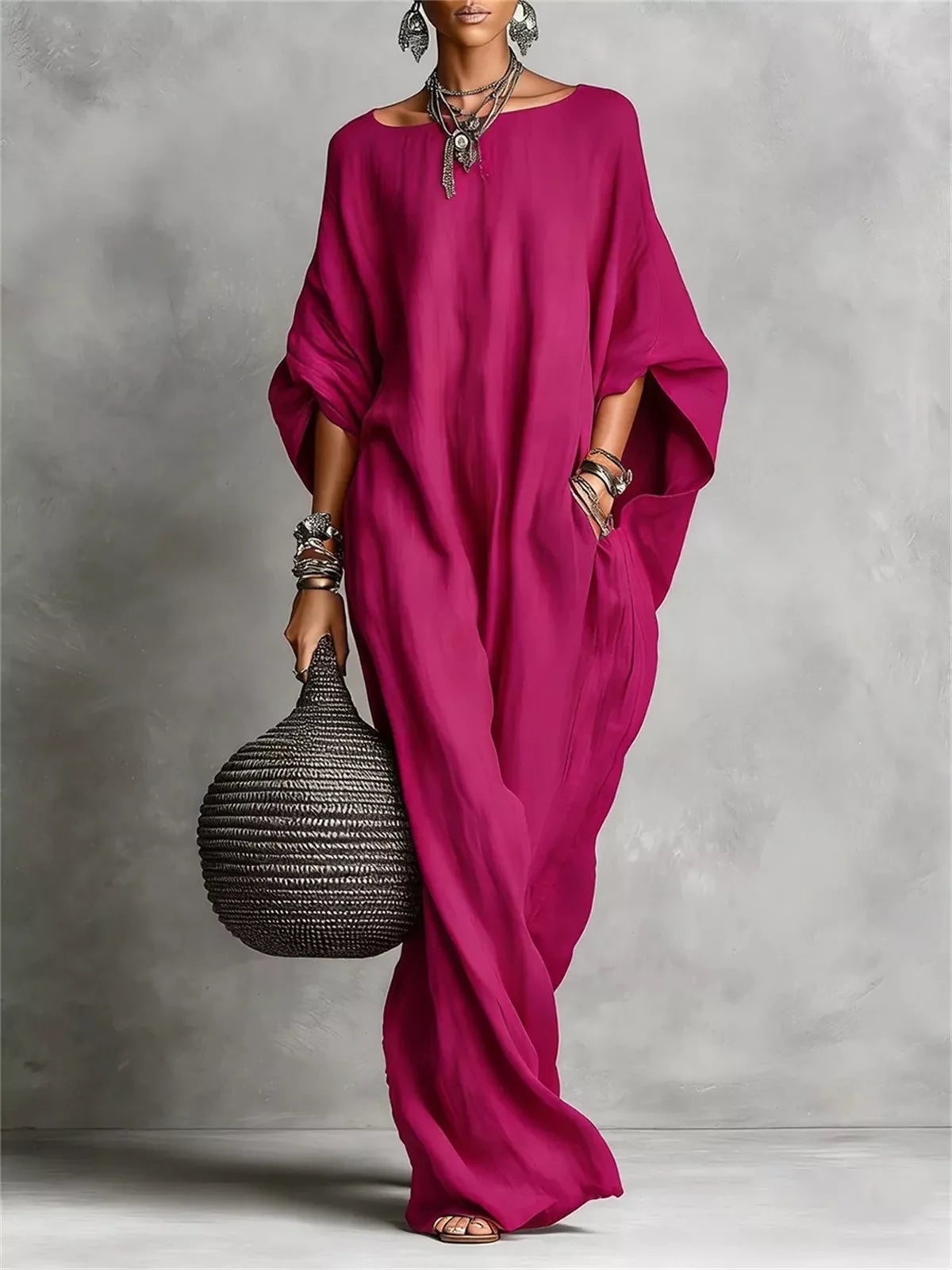 Trendsi Loose Fit Boat Neck Maxi Dress - Dresses