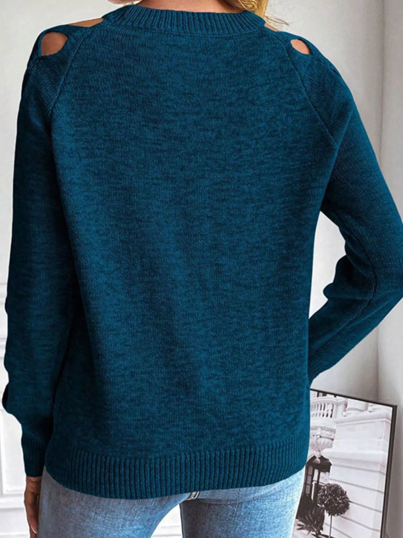 Trendsi Criss-Cross Cutout Long Sleeve Sweater -