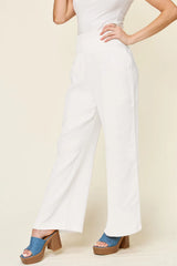 Trendsi Double Take Full Size Texture Smocked Waist Wide Leg Pants -